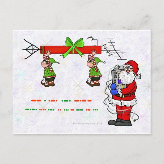Ham Radio Santa and Elves Weihnachtskarte Postkarte (Vorderseite)