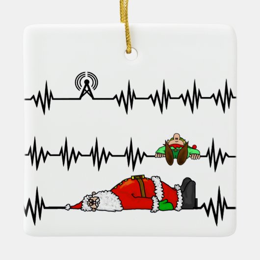 Ham Radio Santa Elf Weihnachtsfeier Keramikornament (Vorderseite)