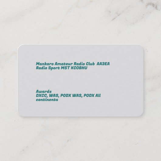 Ham Radio Visitenkarte (Rückseite)