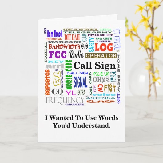 Ham Radio Word Collage Card Anpassen! Karte (Gelbe Blume)