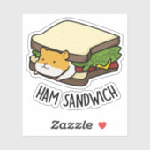 Ham Sandwich Funny Hamster Pun Aufkleber (Blatt)
