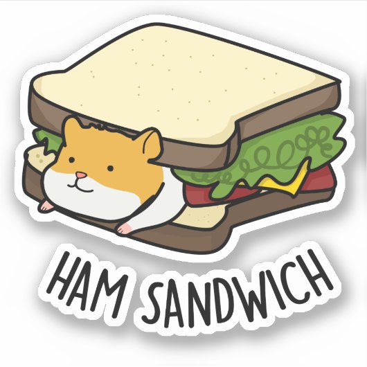 Ham Sandwich Funny Hamster Pun Aufkleber (Vorderseite)