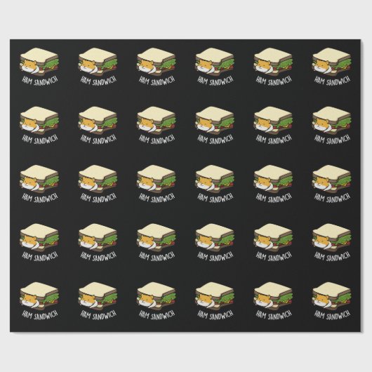 Ham Sandwich Funny Hamster Pun Dark BG Geschenkpapier (Flach)