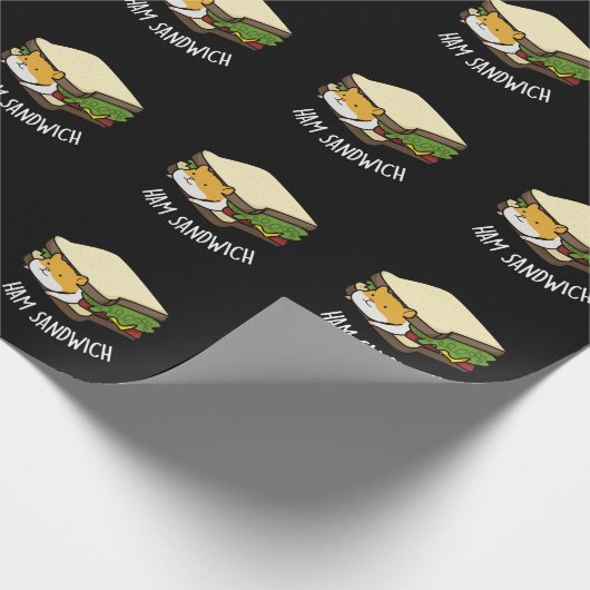 Ham Sandwich Funny Hamster Pun Dark BG Geschenkpapier (Ecke)