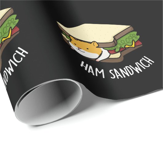 Ham Sandwich Funny Hamster Pun Dark BG Geschenkpapier (Rolleneckpunkt)