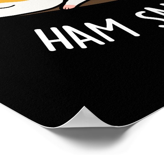 Ham Sandwich Funny Hamster Pun Dark BG Poster (Ecke)