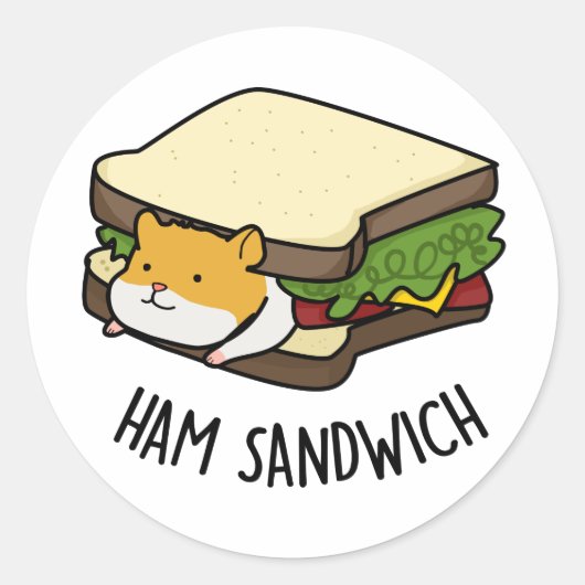 Ham Sandwich Funny Hamster Pun Runder Aufkleber (Vorderseite)