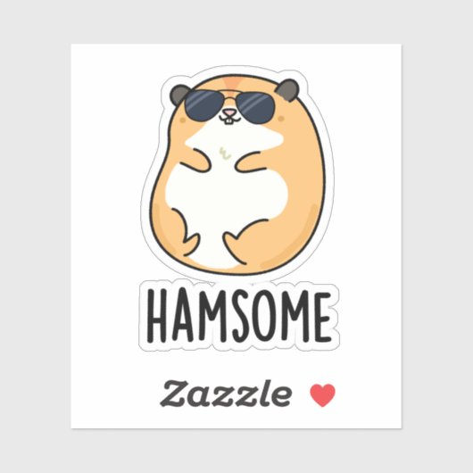 Ham-some Funny Handsome Hamster Pun Aufkleber (Blatt)