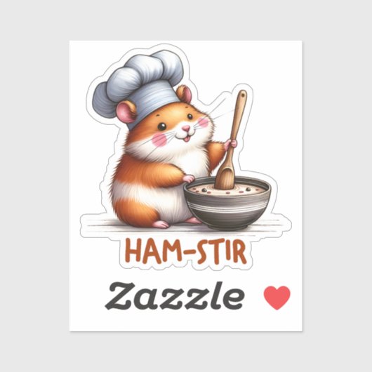 Ham-stir Funny Kawaii Hamster Pun Sticker (Blatt)