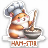 Ham-stir Funny Kawaii Hamster Pun Sticker (Vorderseite)