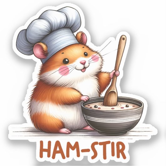 Ham-stir Funny Kawaii Hamster Pun Sticker (Vorderseite)