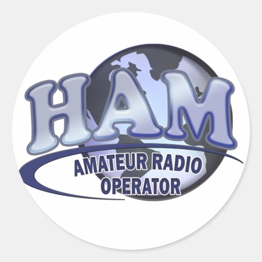 HAM WORLD LOGO Amateur Radio Runder Aufkleber (Vorderseite)