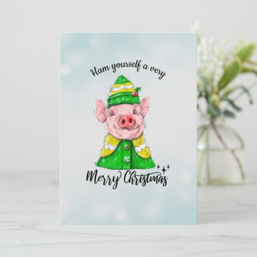 Ham Yourself a Sehr frohe Weihnachten Funny Pig (Stehend Vorderseite)