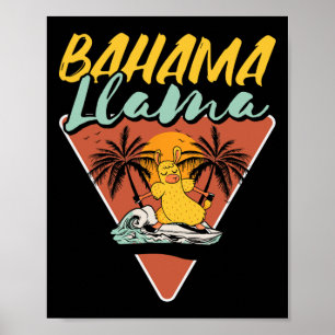 Hama Lama Lustiger Lama Surfer Surft Surfbrett Poster