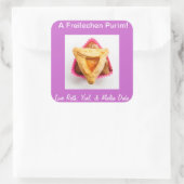 Hamantaschen cupcake 1.jpg, A Freilechen Purim... Quadratischer Aufkleber (Tasche)