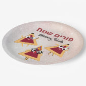 Hamantaschen Hamentash Hebrew Happy Purim Pappteller (Schrägansicht)