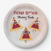 Hamantaschen Hamentash Hebrew Happy Purim Pappteller (Vorderseite)