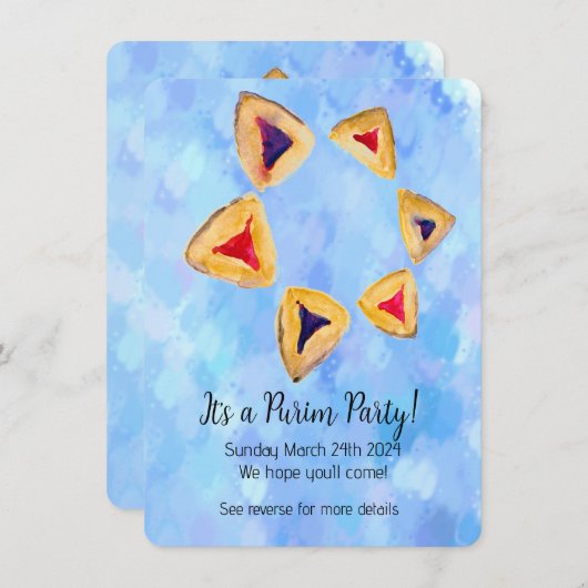 Hamantaschen Star Purim Party Einladung (Vorne/Hinten)