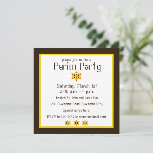 Hamantashen Star von David Purim Einladung (Stehend Vorderseite)