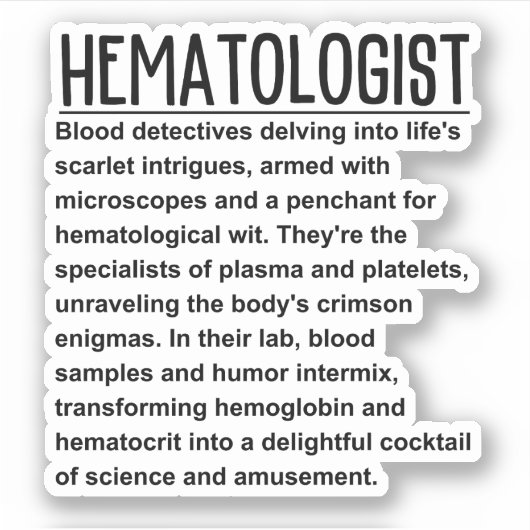 Hämatologe Aufkleber (Vorderseite)