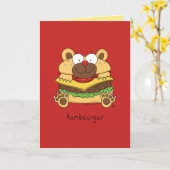Hambearger - Funny Hamburger Bären-Puppenkarte Karte (Gelbe Blume)