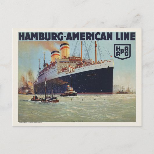 Hamburg-American Line Vintage Poster 1925 Postkarte (Vorderseite)