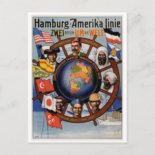 Hamburg-Amerika-Poster Postkarte (Vorderseite)