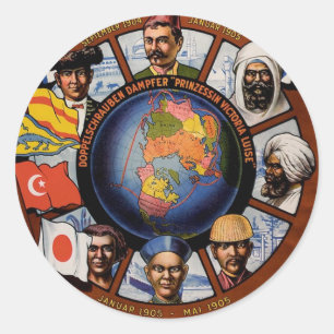 Hamburg-Amerika-Poster Runder Aufkleber