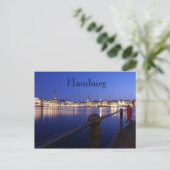 Hamburg Binnenalster blaue Stunde Postkarte (Stehend Vorderseite)