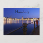 Hamburg Binnenalster blaue Stunde Postkarte (Vorderseite)