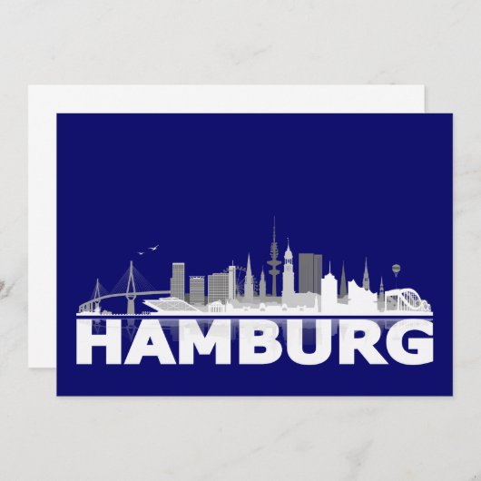 Hamburg City Skyline Karte /Klappkarte/Einladung (Vorne/Hinten)