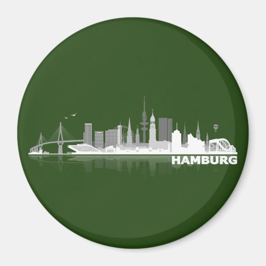 Hamburg City Skyline Magnet / kühlschrankmagnet (Vorne)