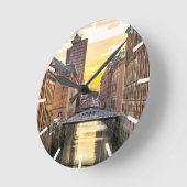 Hamburg CityScape Runde Wanduhr (Winkel)