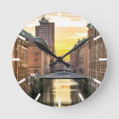 Hamburg CityScape Runde Wanduhr (Vorderseite)