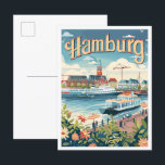 Hamburg Deutschland Art Vintage Travel Illustratio Postkarte<br><div class="desc">Hamburg Deutschland Art Vintage Reisewohnung Illustration</div>