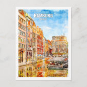 Hamburg Deutschland Berühmte Wasserfarbskizze für  Postkarte (Vorderseite)