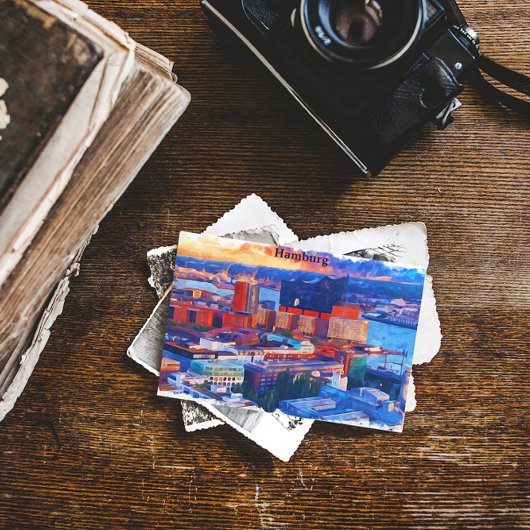 Hamburg Deutschland City View Wasserfarbe Postkarte