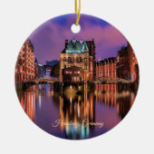 Hamburg, Deutschland in der Nacht Keramik Ornament (Vorne)