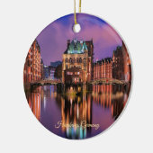 Hamburg, Deutschland in der Nacht Keramik Ornament (Links)