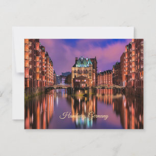 Hamburg, Deutschland in der Nacht Postkarte