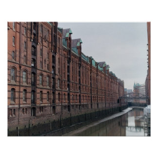 Hamburg Deutschland Kanal Lagerhäuser im Winter Poster