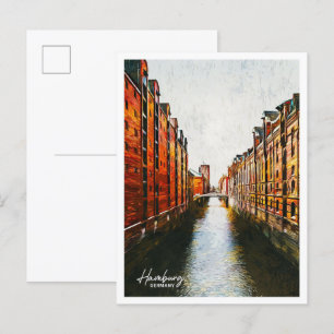 Hamburg Deutschland Ölmalerei Stadtlandschaft Postkarte