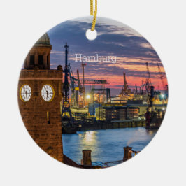 Hamburg, Deutschland - Panoramablick in der Dämmer Keramik Ornament