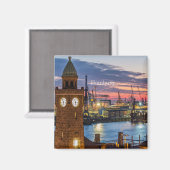 Hamburg, Deutschland - Panoramablick in der Dämmer Magnet (Vorderseite/Rückseite)