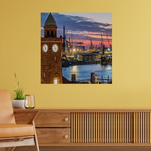 Hamburg, Deutschland - Panoramablick in der Dämmer Poster (Wohnzimmer 2)