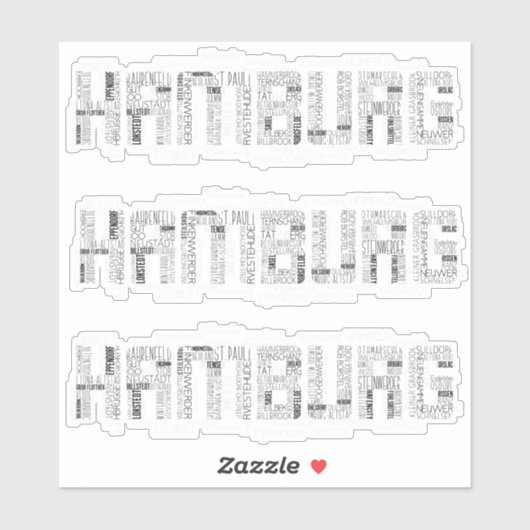 Hamburg Deutschland Quarter Word Art Typografy Aufkleber (Blatt)