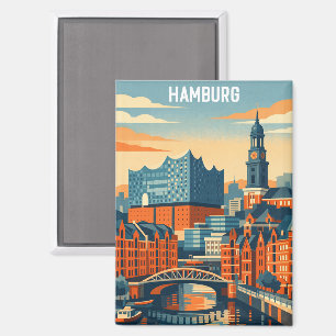 Hamburg Deutschland Reise Minimalistischer Hafen Magnet