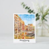 Hamburg Deutschland Reisen Wasserfarbenhandzeichnu Postkarte (Stehend Vorderseite)