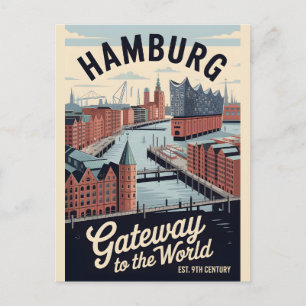 Hamburg Deutschland Retro-Silhouette Stadtansicht  Postkarte