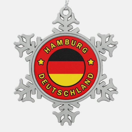 Hamburg Deutschland Schneeflocken Zinn-Ornament (Vorderseite)